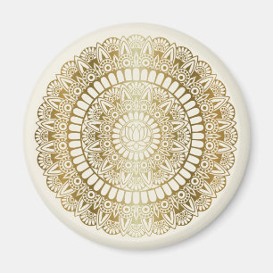 Íman Elegante Dourado em Cream Lotus Henna Mandala