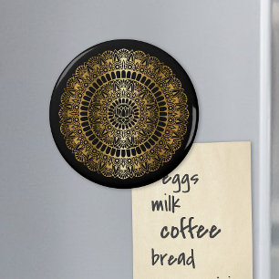 Íman Elegante Dourado no Black Lotus Henna Mandala