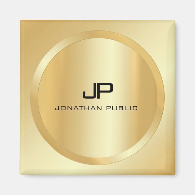 Íman Elegante Faux Dourado Monograma Moderno Modelo Per (Frente)