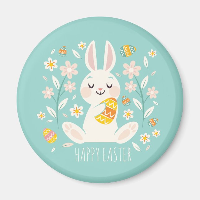 Íman Elegante Felz pascoa Bunny | Magnet (Frente)