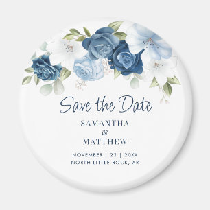 Íman Elegante Floral Dusty Blue Salve a Data