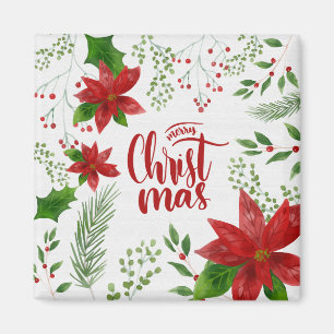 Íman Elegante Floral Feliz Natal Magnet