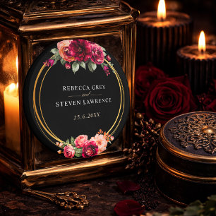 Íman Elegante floral vermelho preto sombrio Casamento r