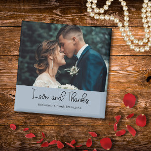 Íman Elegante Foto de Casamento Azul Empoeirado Amor e 