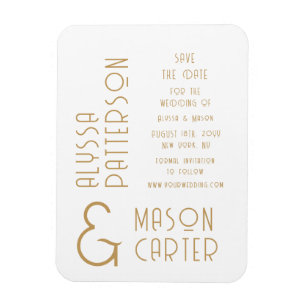 Íman Elegante Ímã de Casamento Moderno em Ouro Salve a