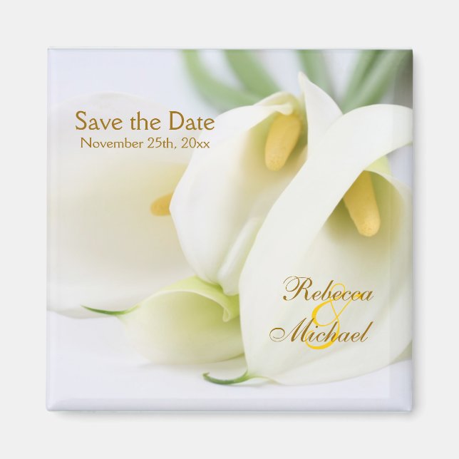 Íman Elegante Lillies "Save the Date" (Salve a data) (Frente)