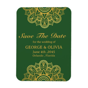 Íman Elegante Mandala Dourado Casamento Indiano Salve A