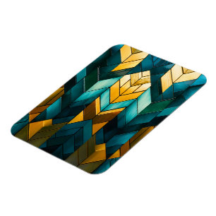 Íman Elegante Moderno Abstrato Dourado Verde Geométrico