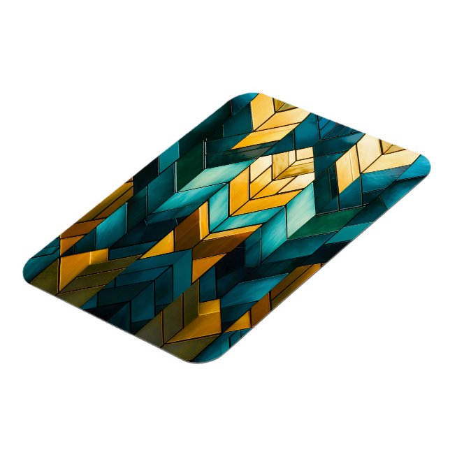 Íman Elegante Moderno Abstrato Dourado Verde Geométrico (Left Side)