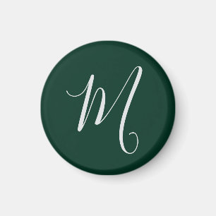 Íman Elegante Moderno Plano Verde Escuro Monograma de N