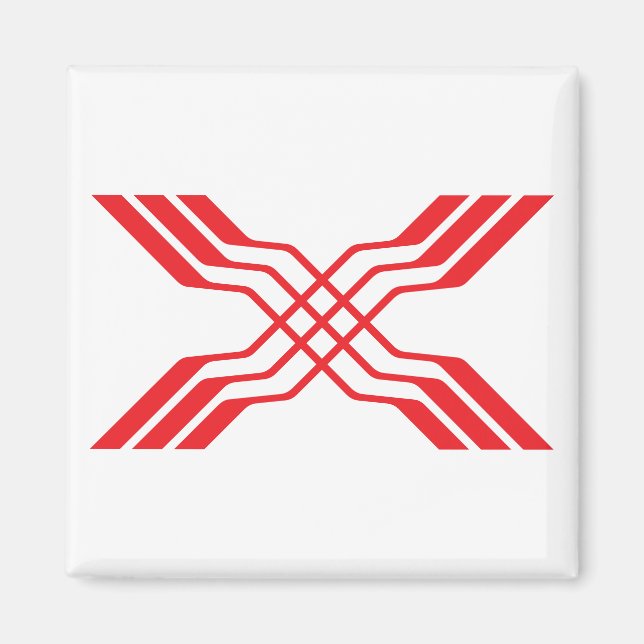 Íman Elegante Monograma de Letra X com Faixa Vermelha (Frente)