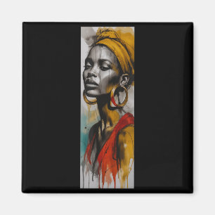 Íman Elegante mulher africana turbante arte gotejamento