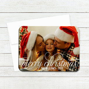 Íman Elegante Nome em Caligrafia Branca Feliz Natal