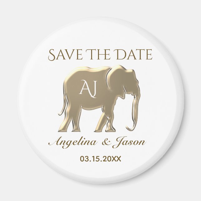 Íman Elegante Ouro Casamento Save The Date (Frente)