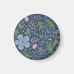 Íman Elegante padrão floral de arte popular botânica vi