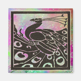 ÍMAN ELEGANTE PAVÃO PRETO EM BRILHOS AZUL ROXO