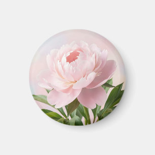 Íman Elegante Peônia Rosa Bege Floral Realista