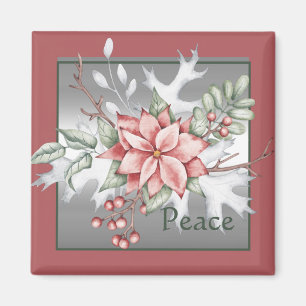 Íman Elegante poinsettia aquarela Natal personalizado 