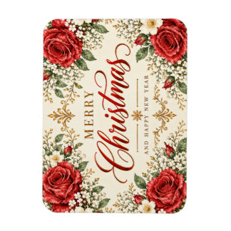 Íman Elegante Poinsettia e Azevinho de Natal Vintage