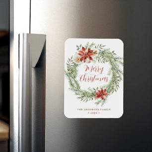 Íman Elegante Poinsettias e Greenery Não Foto