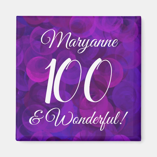 Íman Elegante Purple 100 e aniversário maravilhoso (Frente)
