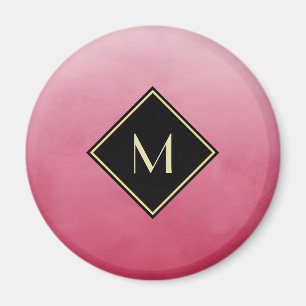 Íman Elegante Rosa Esmagada Com Monograma Simples Doura