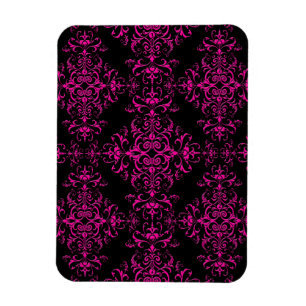 Íman Elegante Rosa Quente e Preto Estilo Vitoriano Dama