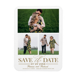 Íman Elegante Salva a Data de Casamento com 3 Fotos em