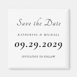 Íman Elegante Salva Data de Casamento Branco Minimalist