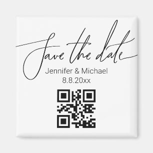 Íman elegante salvar a data,código qr casamento minimal