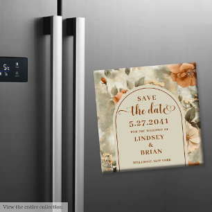 Íman Elegante Terracota Marfim Floral Sage para Salvar 