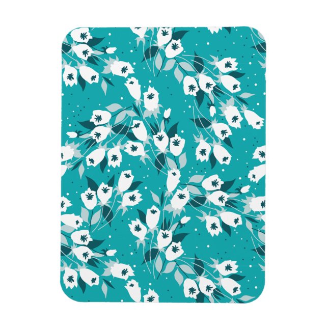 Íman Elegante Tulip Flower Pattern Botanical Art Design (Vertical)