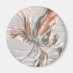Íman Elegante Tulipa Listrada Flor Antiga Gravura