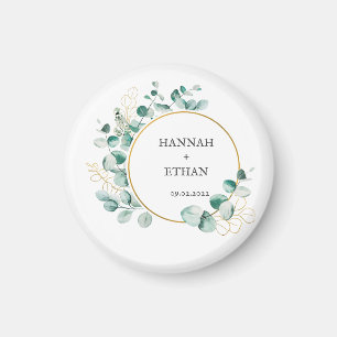 Íman Elegante Verde Folhagem Eucalipto Personalizado