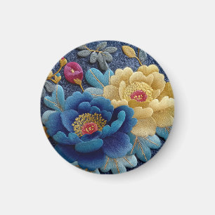 Íman Elegante Visual Floral Bordado Vintage Peônia