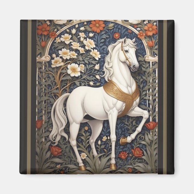 Íman Elegante William Morris Inspirou Cavalo Branco (Frente)