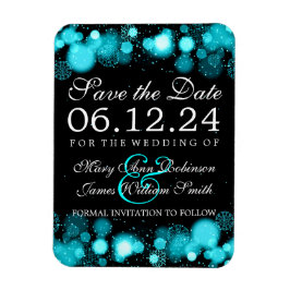Íman Elegante Winter Save The Date Turquoise Lights