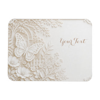 Íman Eleganter Papercut Schmetterling mit Blumenrahmen