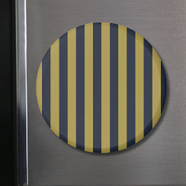 Íman Elegantes Listras Verticais em Dourado e Azul Mari