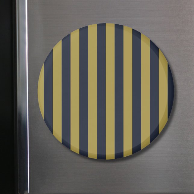 Íman Elegantes Listras Verticais em Dourado e Azul Mari (Criador carregado)