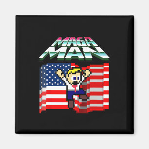 Íman Eleição 2024: Bandeira Americana Mega Man Engraçad