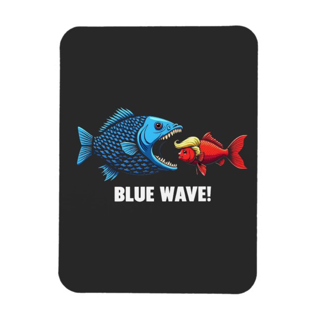 Íman Eleição de Peixe Blue Wave Kamala Harris Walz (Vertical)