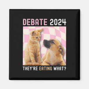 Íman Eleições 2024 Pets Dog Cat que estão comendo W