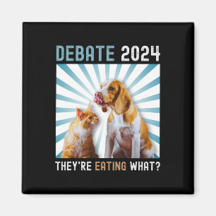 Íman Eleições 2024 Pets Dog Cat que estão comendo W
