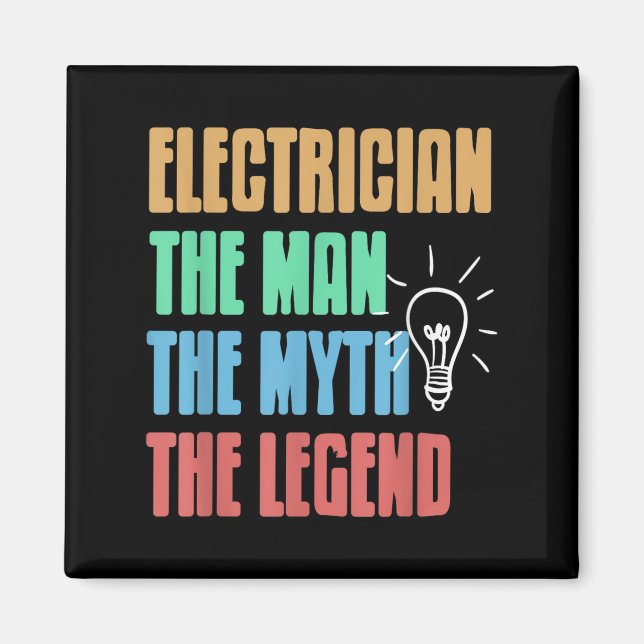 Íman Elemento eletricista de lenda de humor com ícones  (Frente)