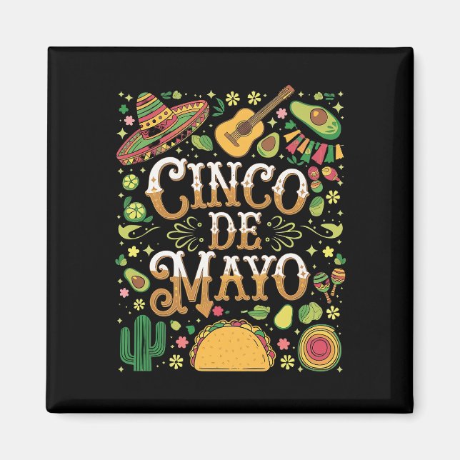 Íman Elementos de Festa Divertidos do Cinco De Mayo (Frente)