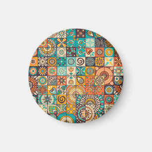 Íman Elementos Decorativos: Padrão Vintage Desenhado à 