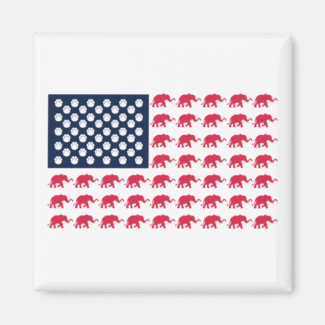 Íman Elephant American Flag (Frente)