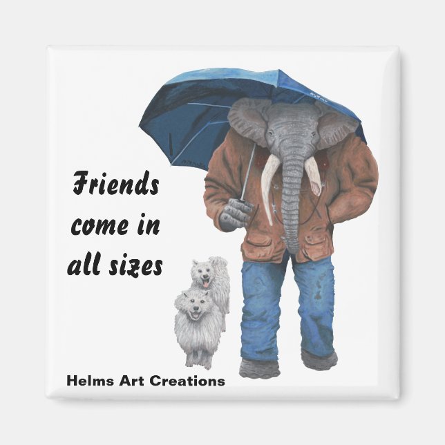 Íman Elephant Man Walking Dogs Fantasy Button Magnet (Frente)