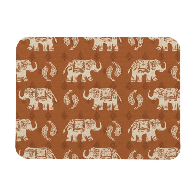 Íman Elephant Orange Caravan Patterno (Horizontal)